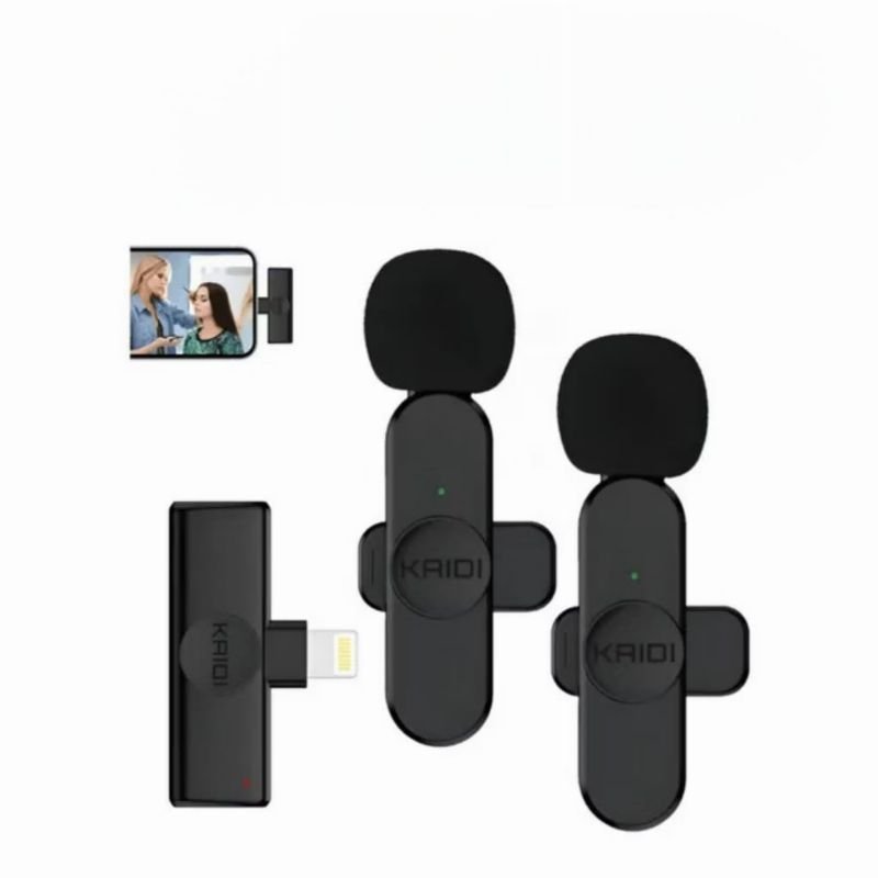 Microfone Lapela Duplo Kaidi KMF6-A Wireless Lightning para iPhone